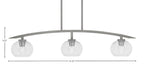 Kurve Three Light Island Pendant in Graphite with Clear Bubble Shade