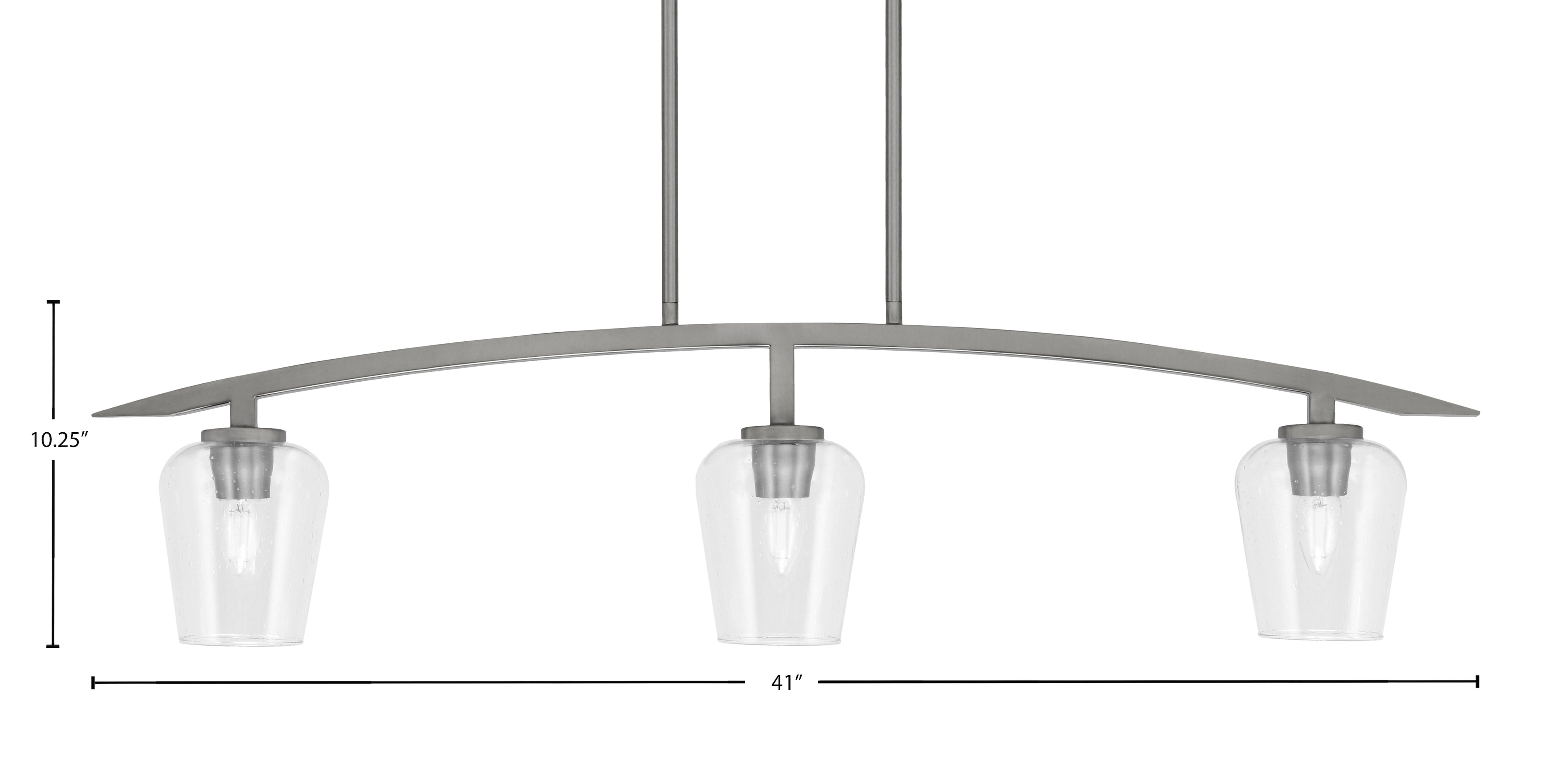 Kurve Three Light Island Pendant in Graphite with Clear Bubble Shade