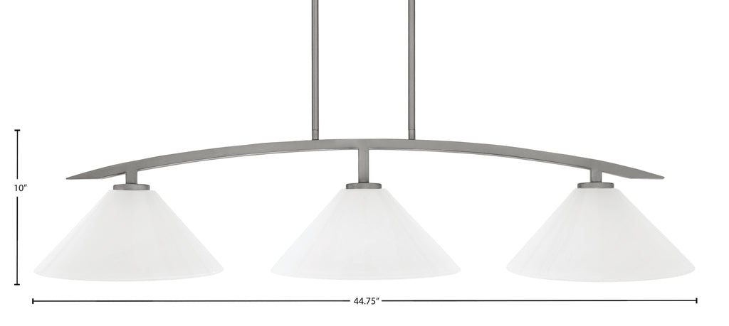 Kurve Three Light Island Pendant in Graphite with White Marble Shade