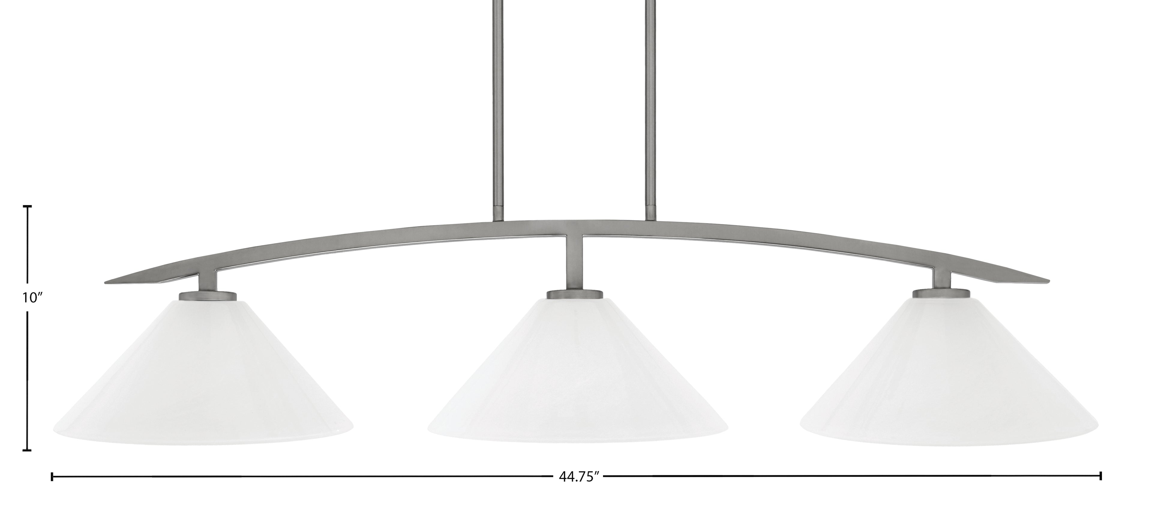 Kurve Three Light Island Pendant in Graphite with White Marble Shade