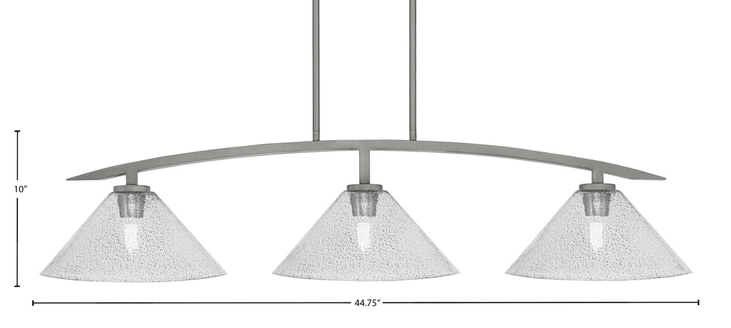 Kurve Three Light Island Pendant in Graphite with Smoke Bubble Shade