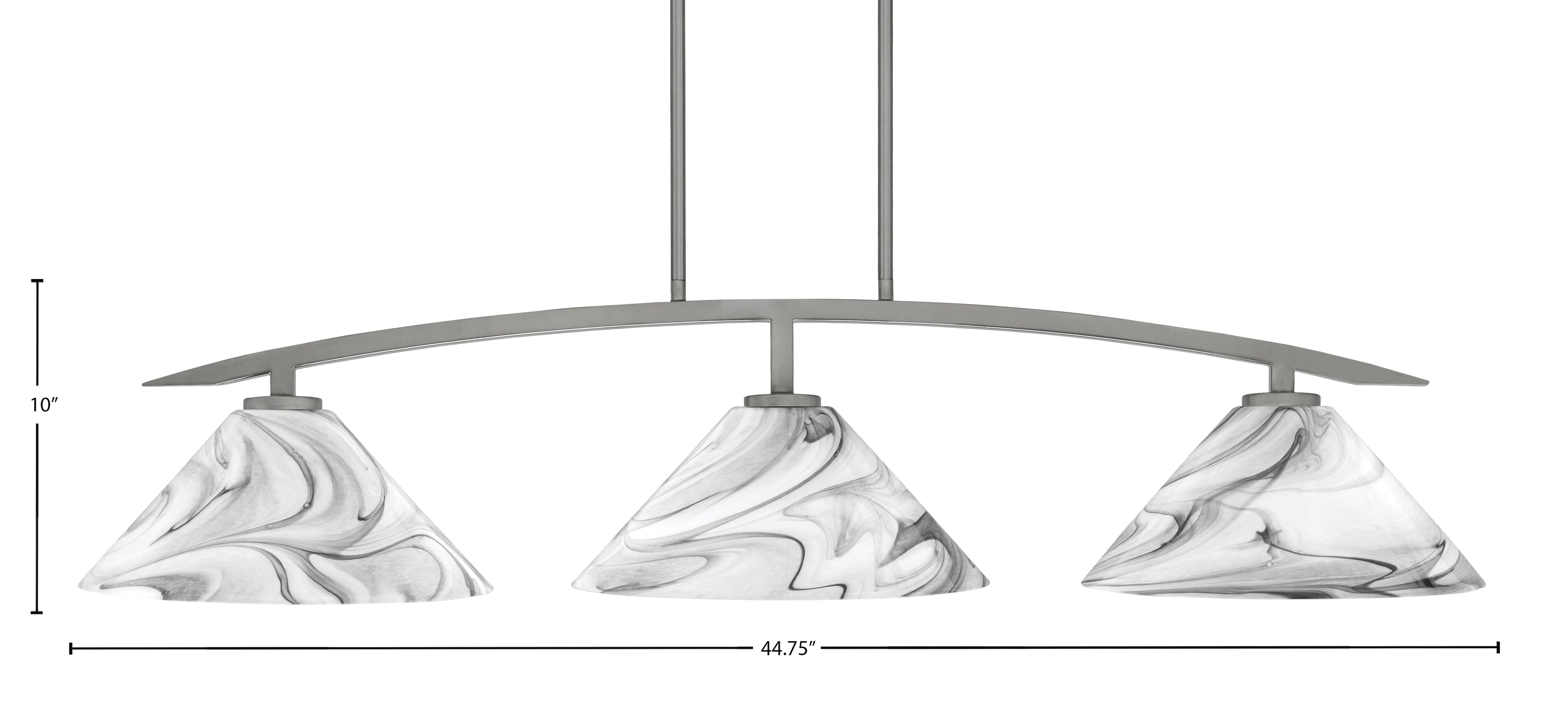 Kurve Three Light Island Pendant in Graphite with Onyx Swirl Shade