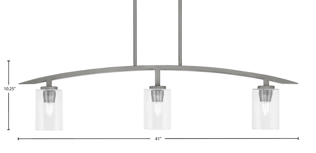 Kurve Three Light Island Pendant in Graphite with Clear Bubble Shade