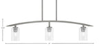 Kurve Three Light Island Pendant in Graphite with Clear Bubble Shade