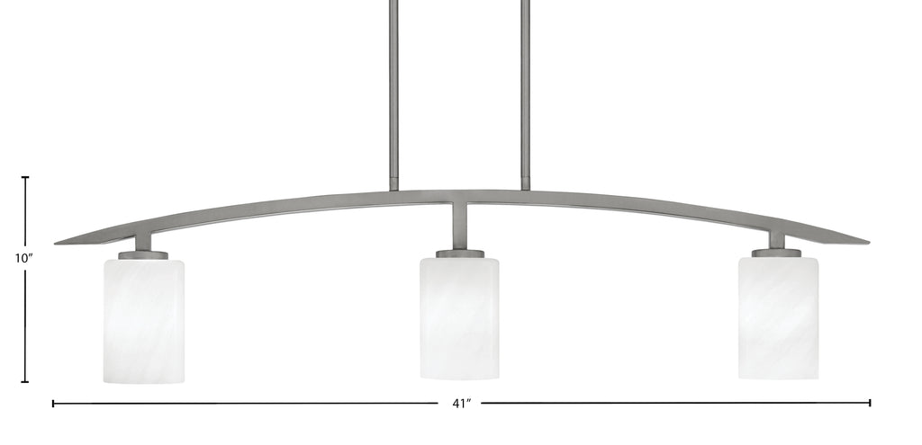 Kurve Three Light Island Pendant in Graphite with White Marble Shade