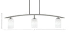 Kurve Three Light Island Pendant in Graphite with White Marble Shade