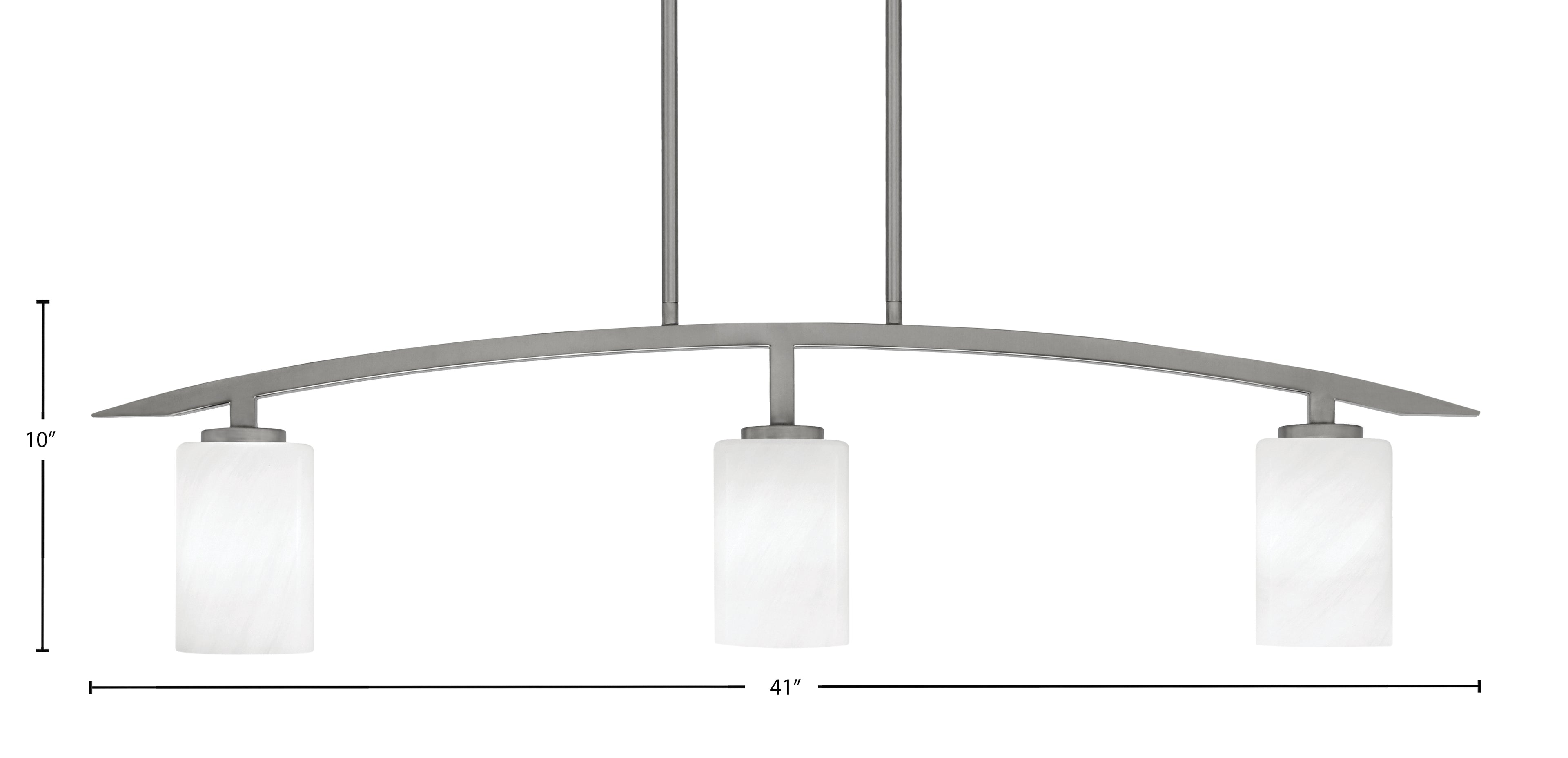 Kurve Three Light Island Pendant in Graphite with White Marble Shade