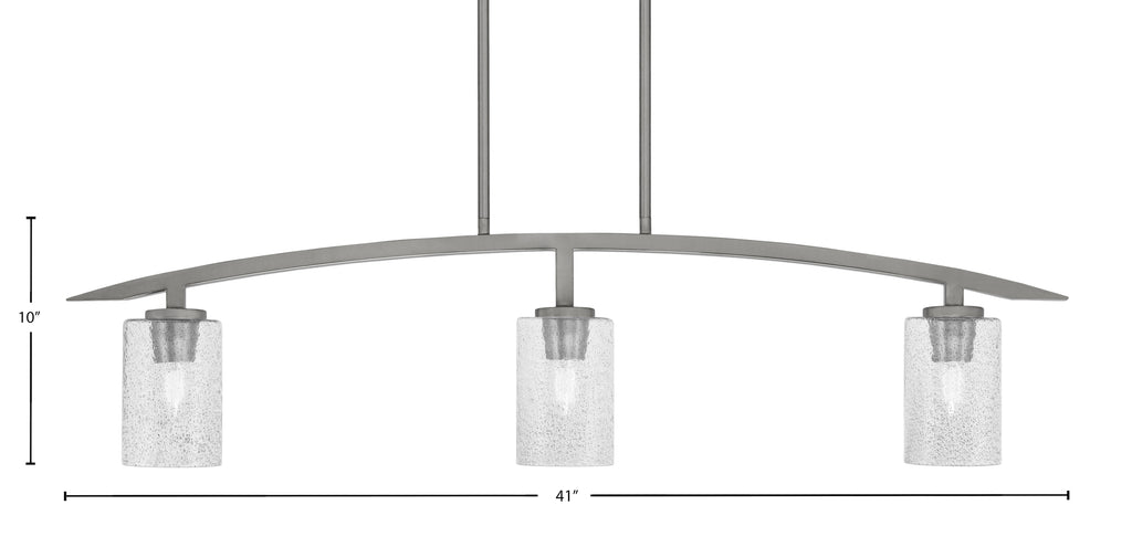Kurve Three Light Island Pendant in Graphite with Smoke Bubble Shade