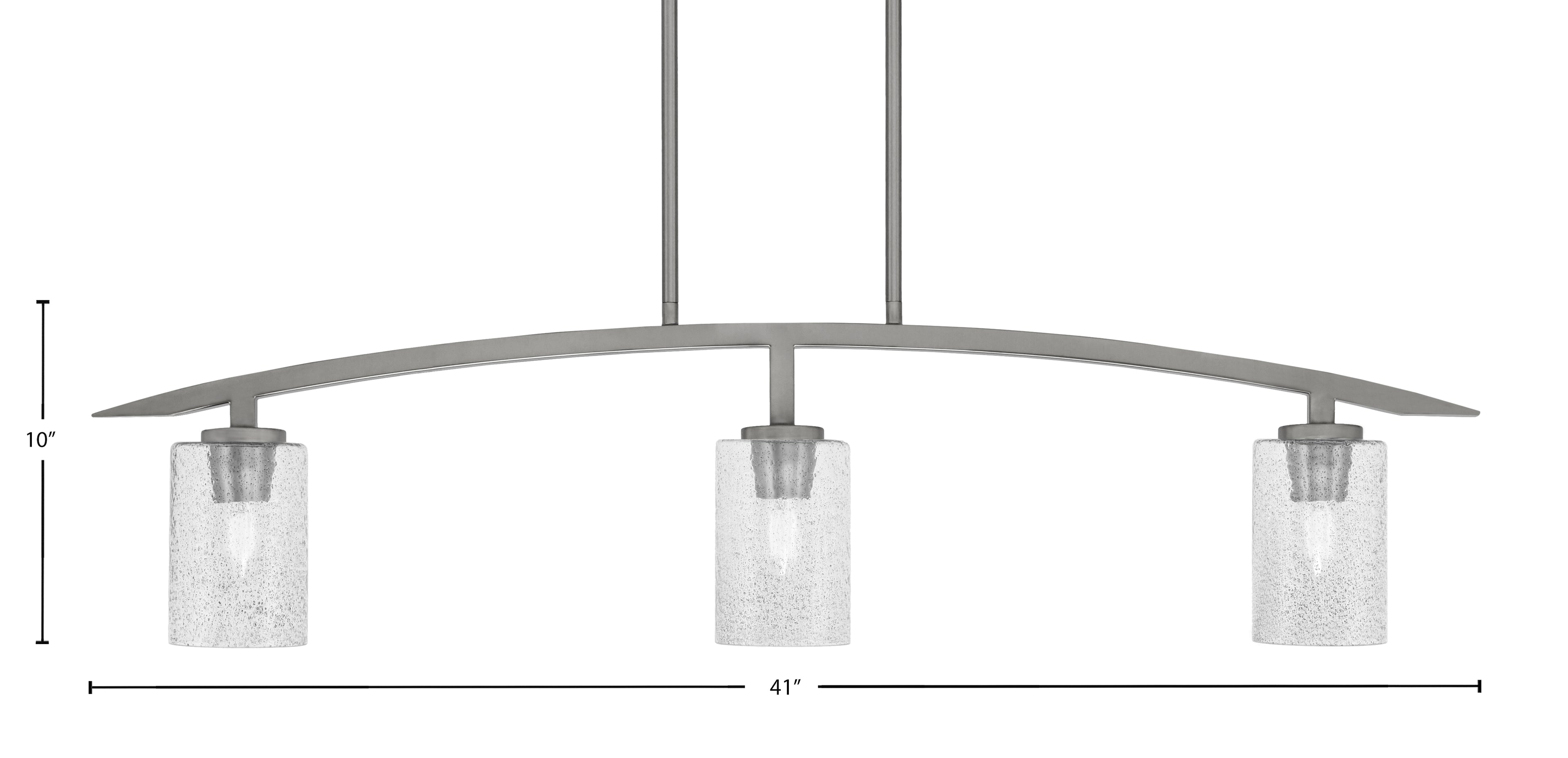 Kurve Three Light Island Pendant in Graphite with Smoke Bubble Shade
