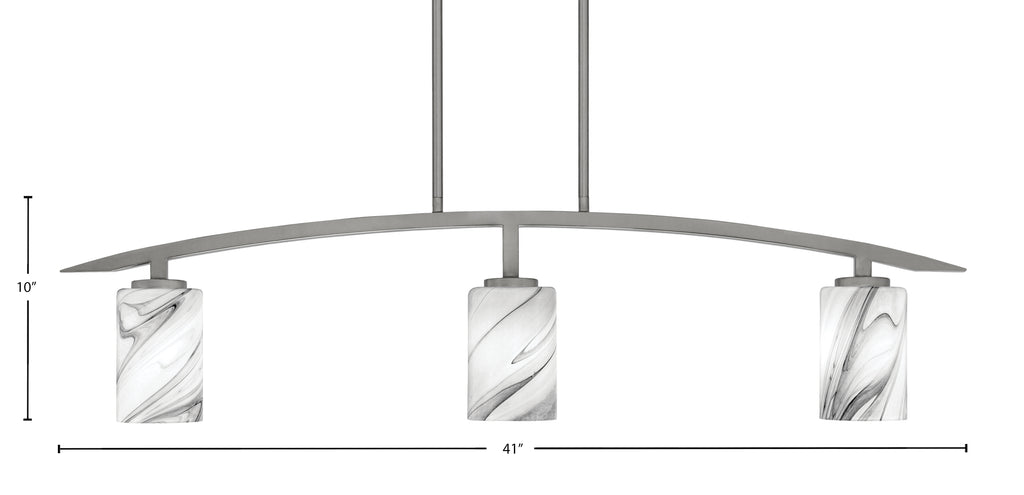 Kurve Three Light Island Pendant in Graphite with Onyx Swirl Shade