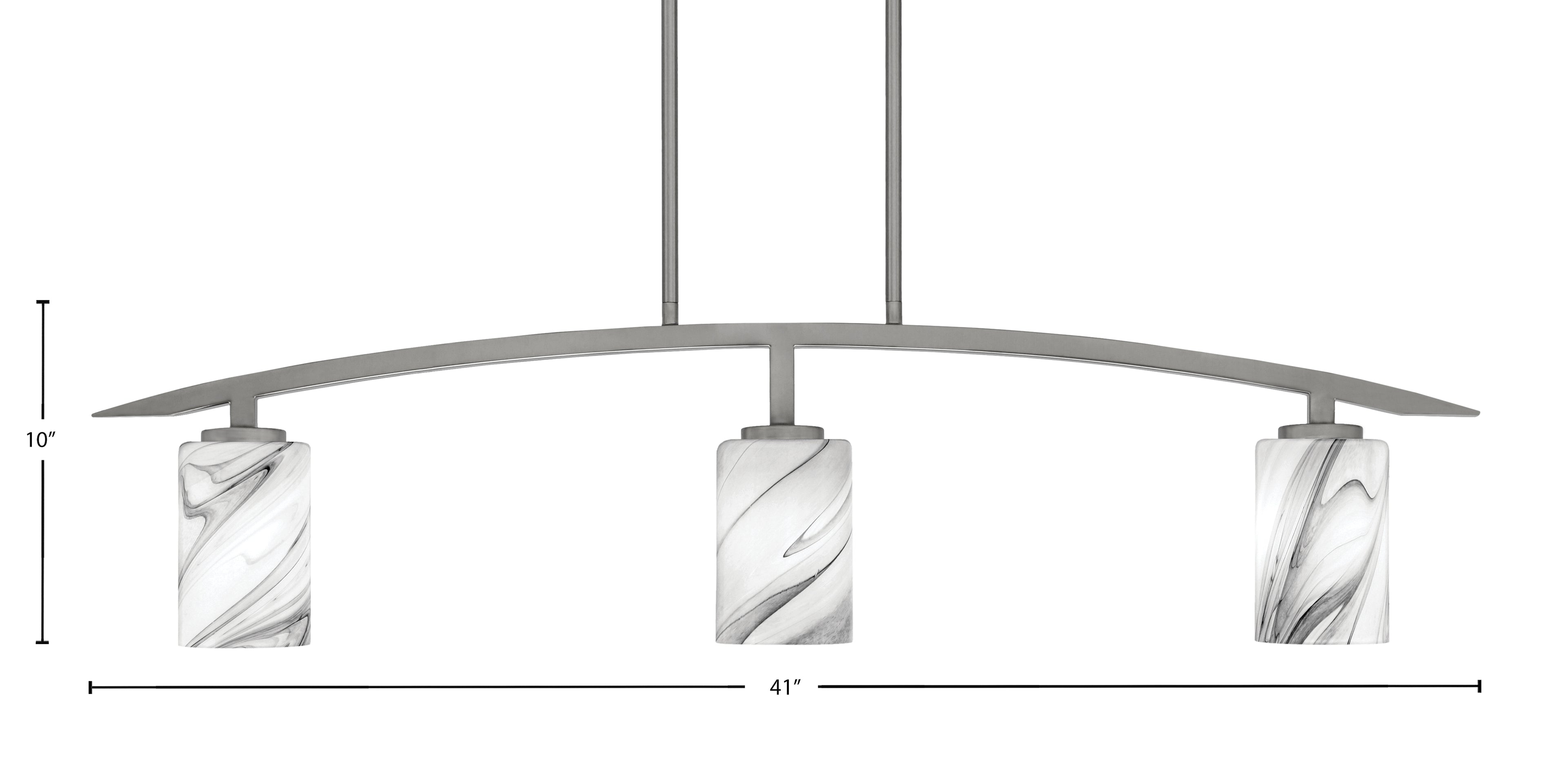 Kurve Three Light Island Pendant in Graphite with Onyx Swirl Shade