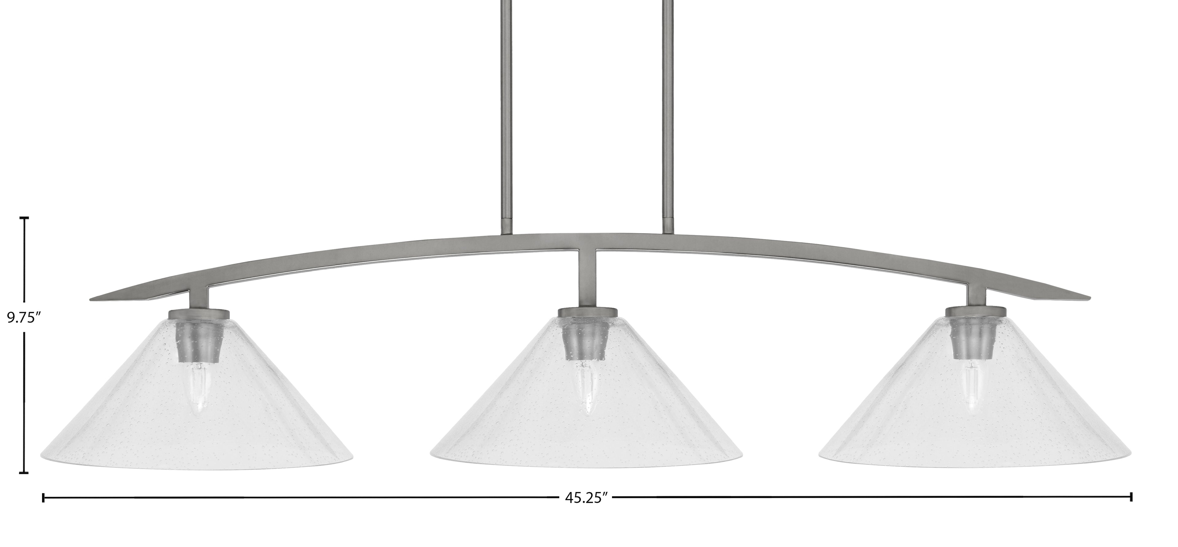 Kurve Three Light Island Pendant in Graphite with Clear Bubble Shade