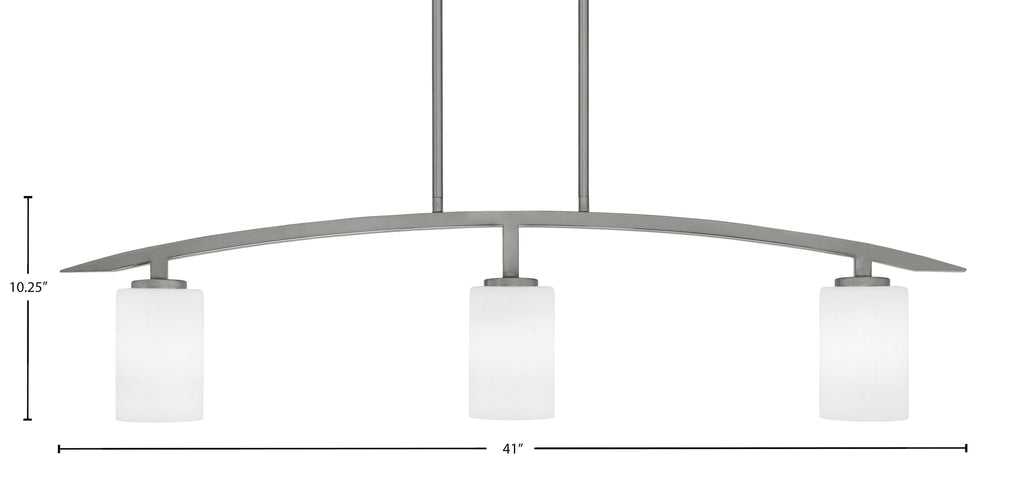 Kurve Three Light Island Pendant in Graphite with White Muslin Shade