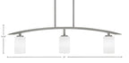 Kurve Three Light Island Pendant in Graphite with White Muslin Shade