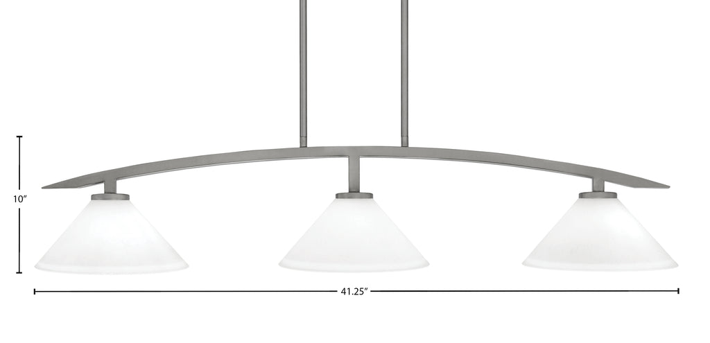 Kurve Three Light Island Pendant in Graphite with White Muslin Shade