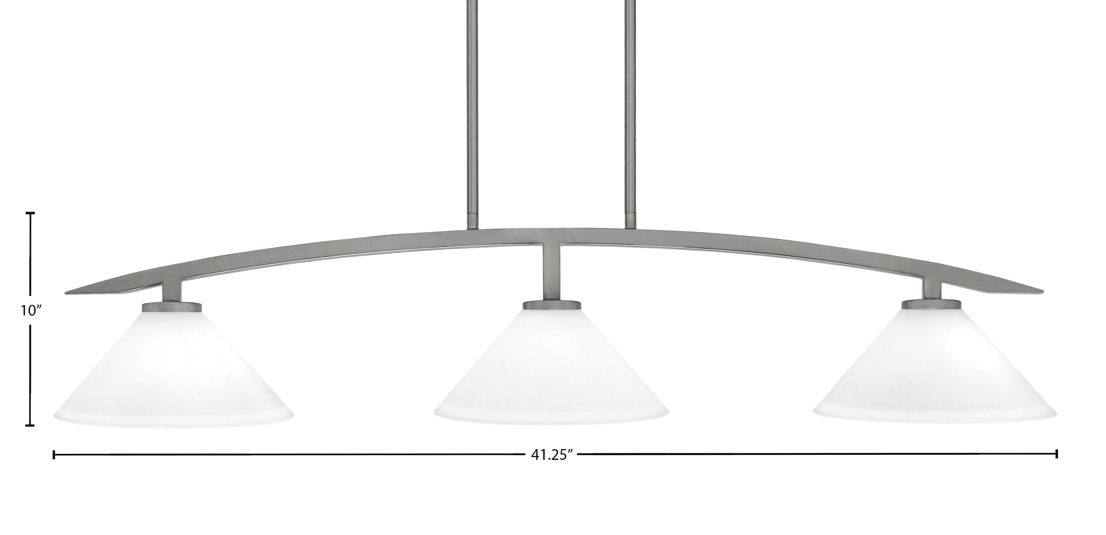 Kurve Three Light Island Pendant in Graphite with White Muslin Shade