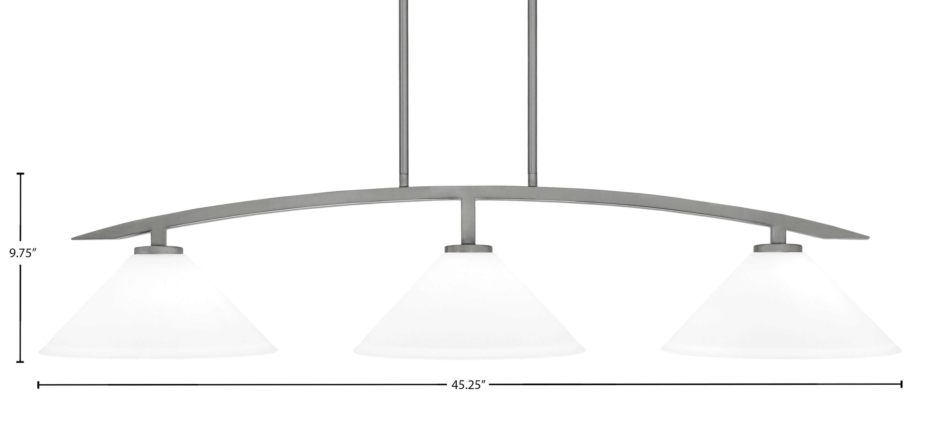 Kurve Three Light Island Pendant in Graphite with White Muslin Shade