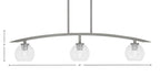 Kurve Three Light Island Pendant in Graphite with Clear Bubble Shade