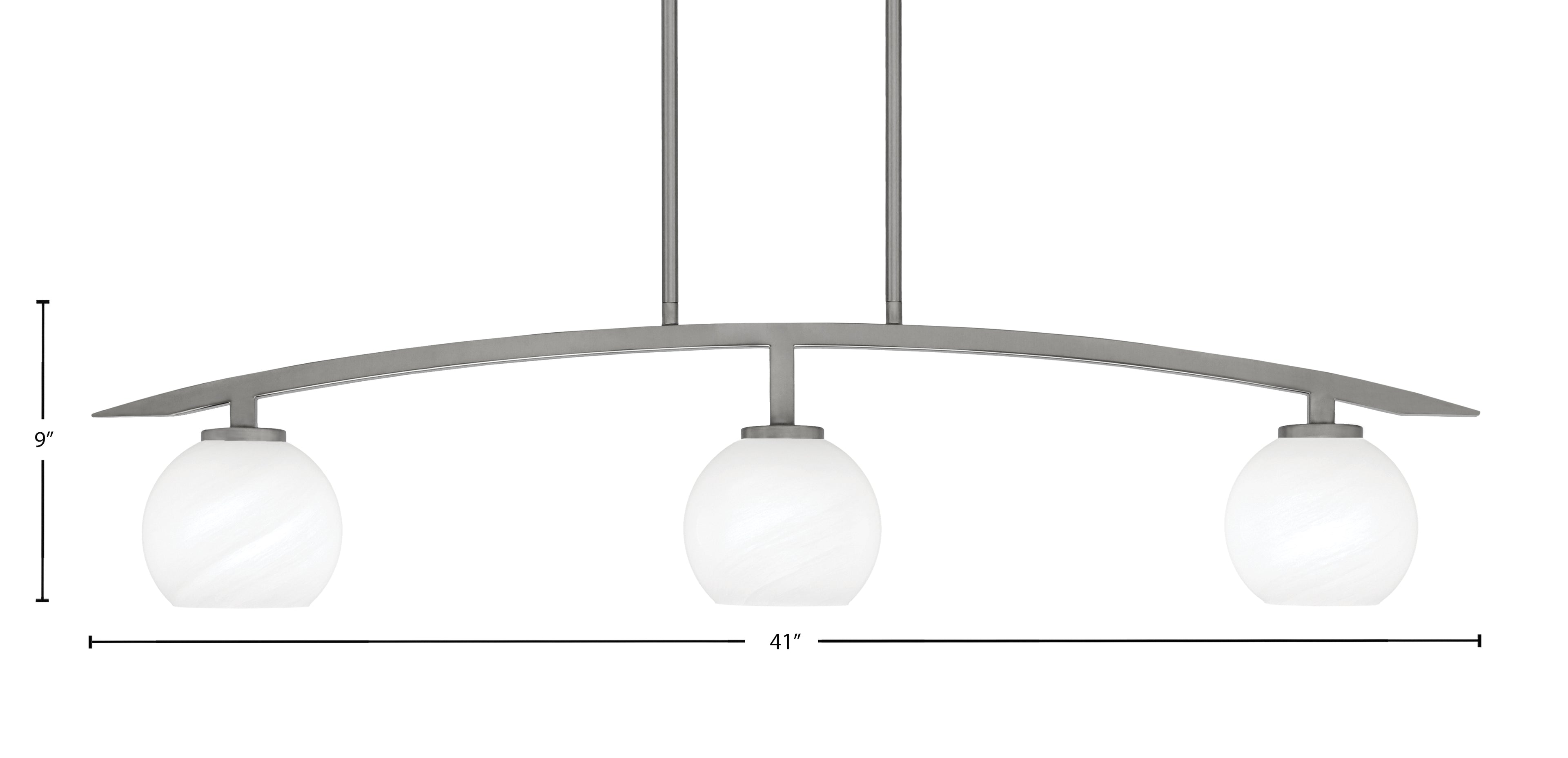 Kurve Three Light Island Pendant in Graphite with White Marble Shade