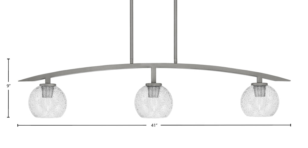 Kurve Three Light Island Pendant in Graphite with Smoke Bubble Shade