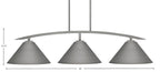 Kurve Three Light Island Pendant in Graphite with Matte Black Cone Metal Shade