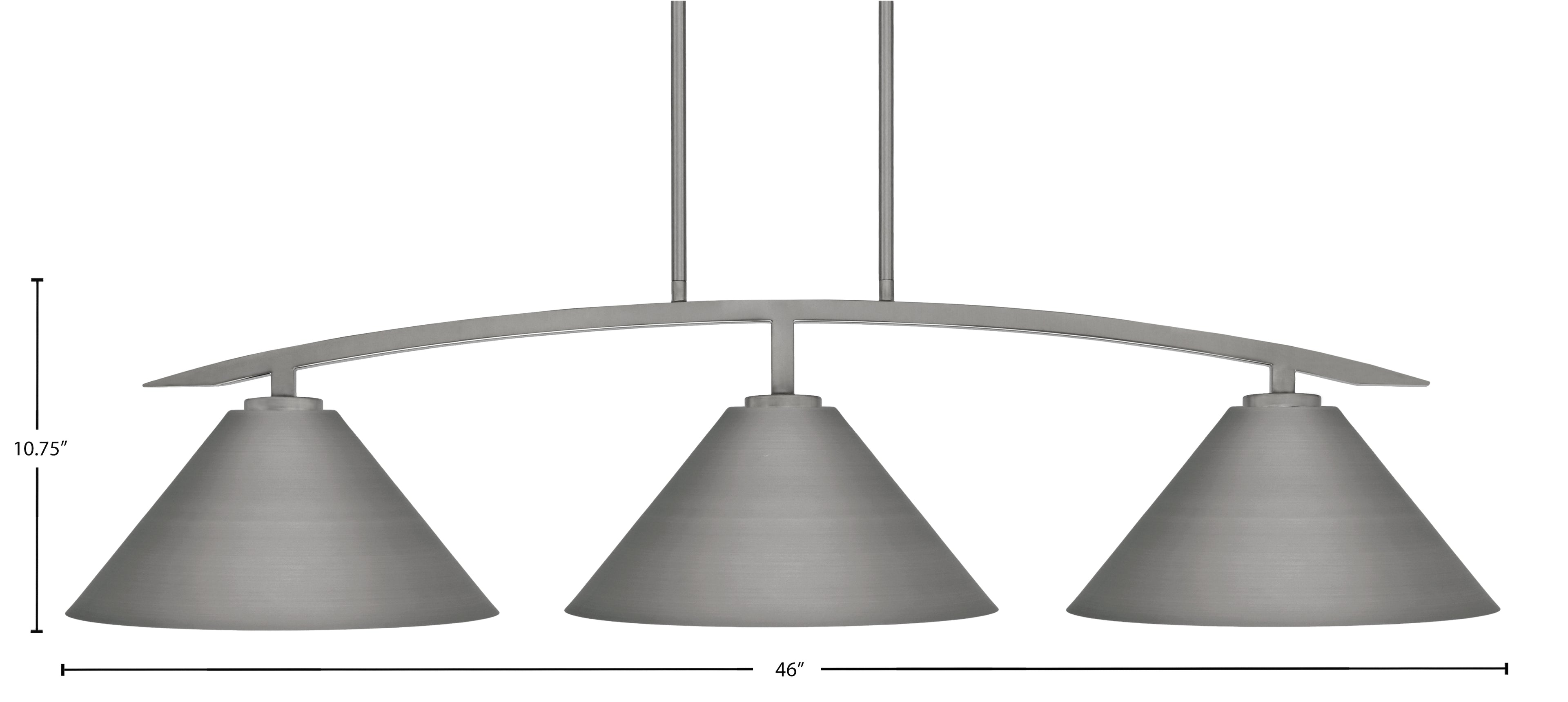 Kurve Three Light Island Pendant in Graphite with Matte Black Cone Metal Shade