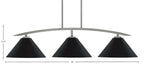 Kurve Three Light Island Pendant in Graphite with Matte Black Cone Metal Shade