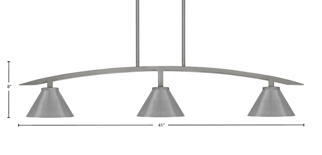 Kurve Three Light Island Pendant in Graphite with Graphite Cone Metal Shade