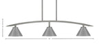 Kurve Three Light Island Pendant in Graphite with Graphite Cone Metal Shade