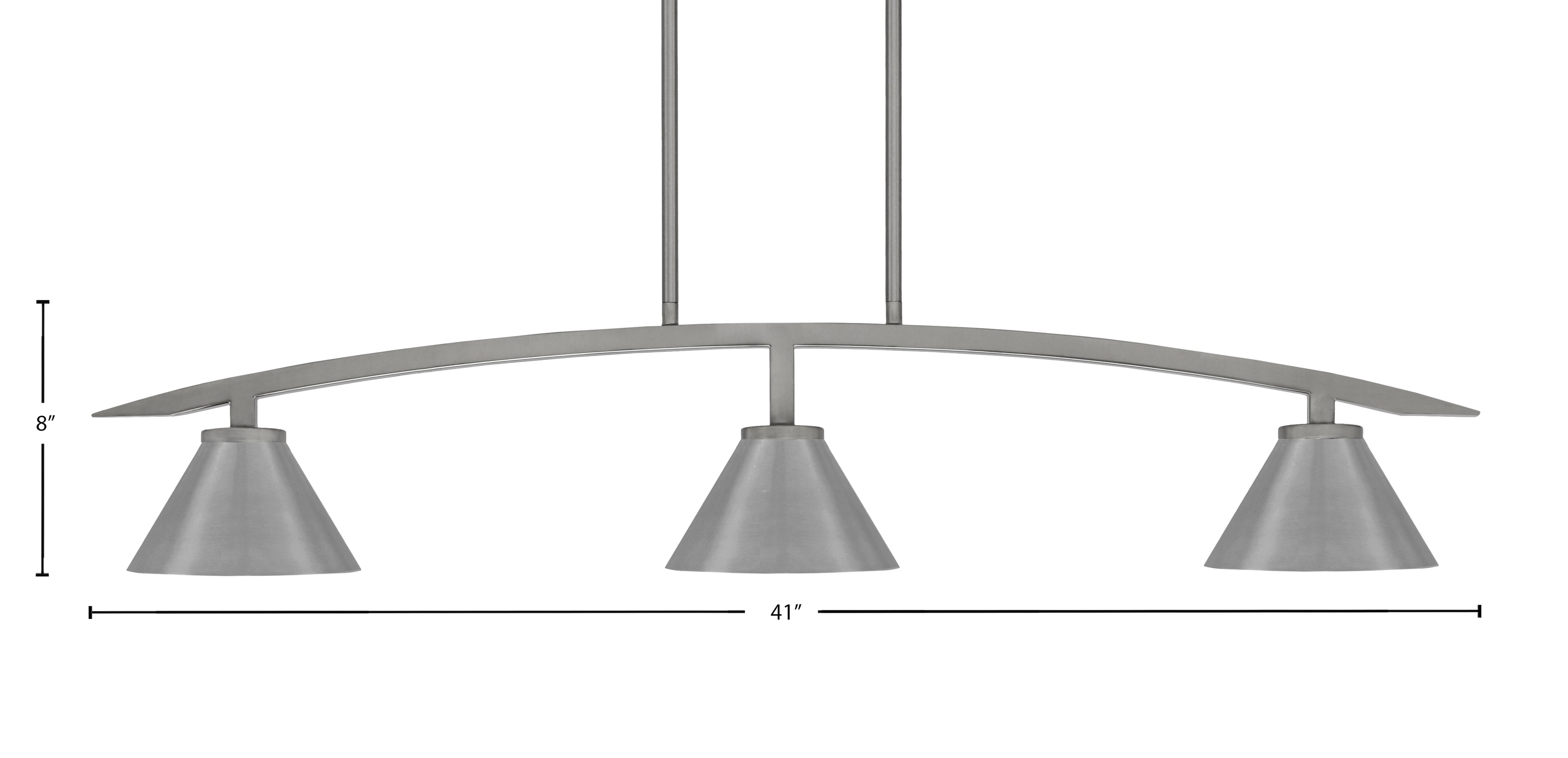 Kurve Three Light Island Pendant in Graphite with Graphite Cone Metal Shade