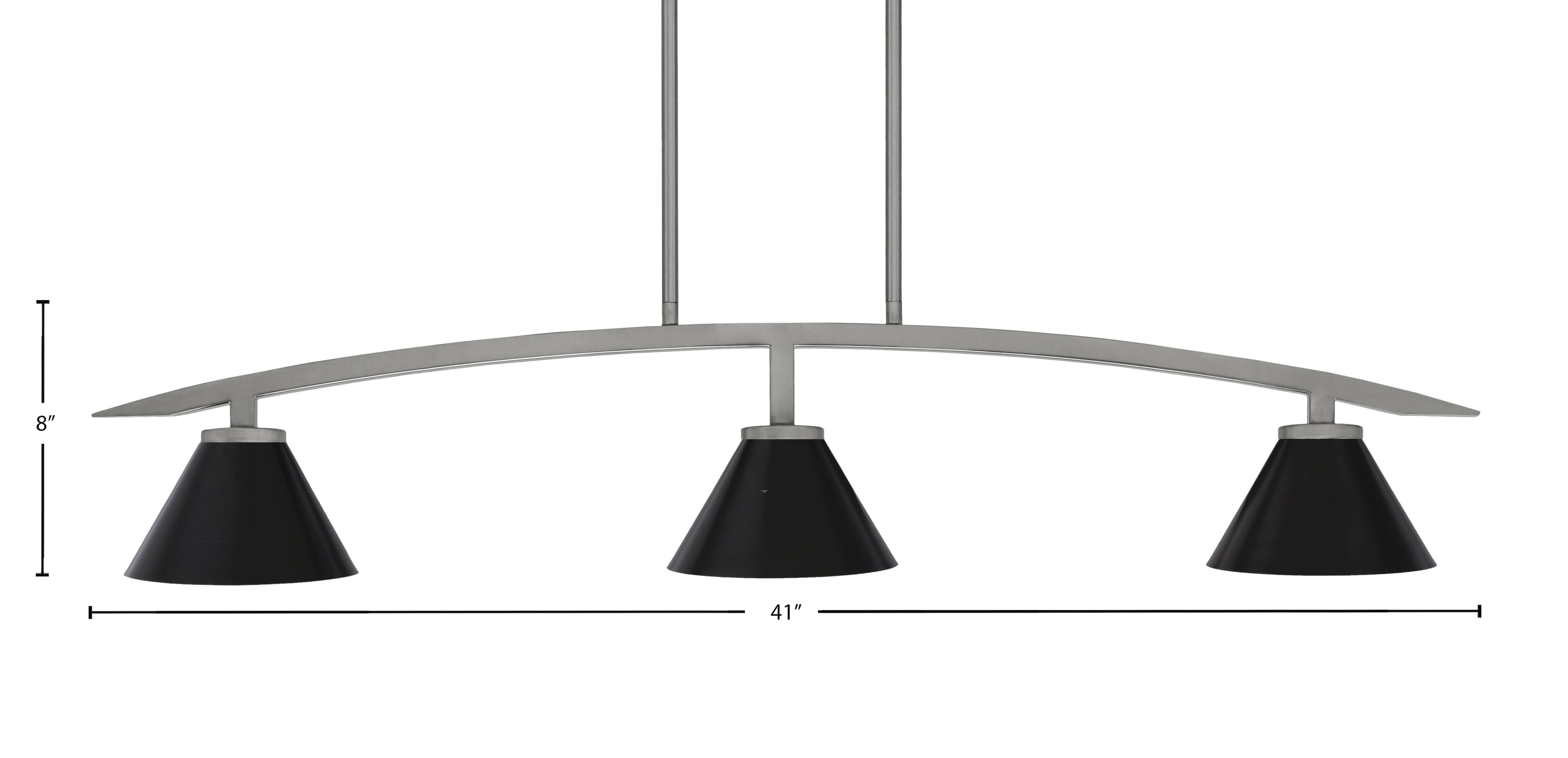 Kurve Three Light Island Pendant in Graphite with Matte Black Cone Metal Shade