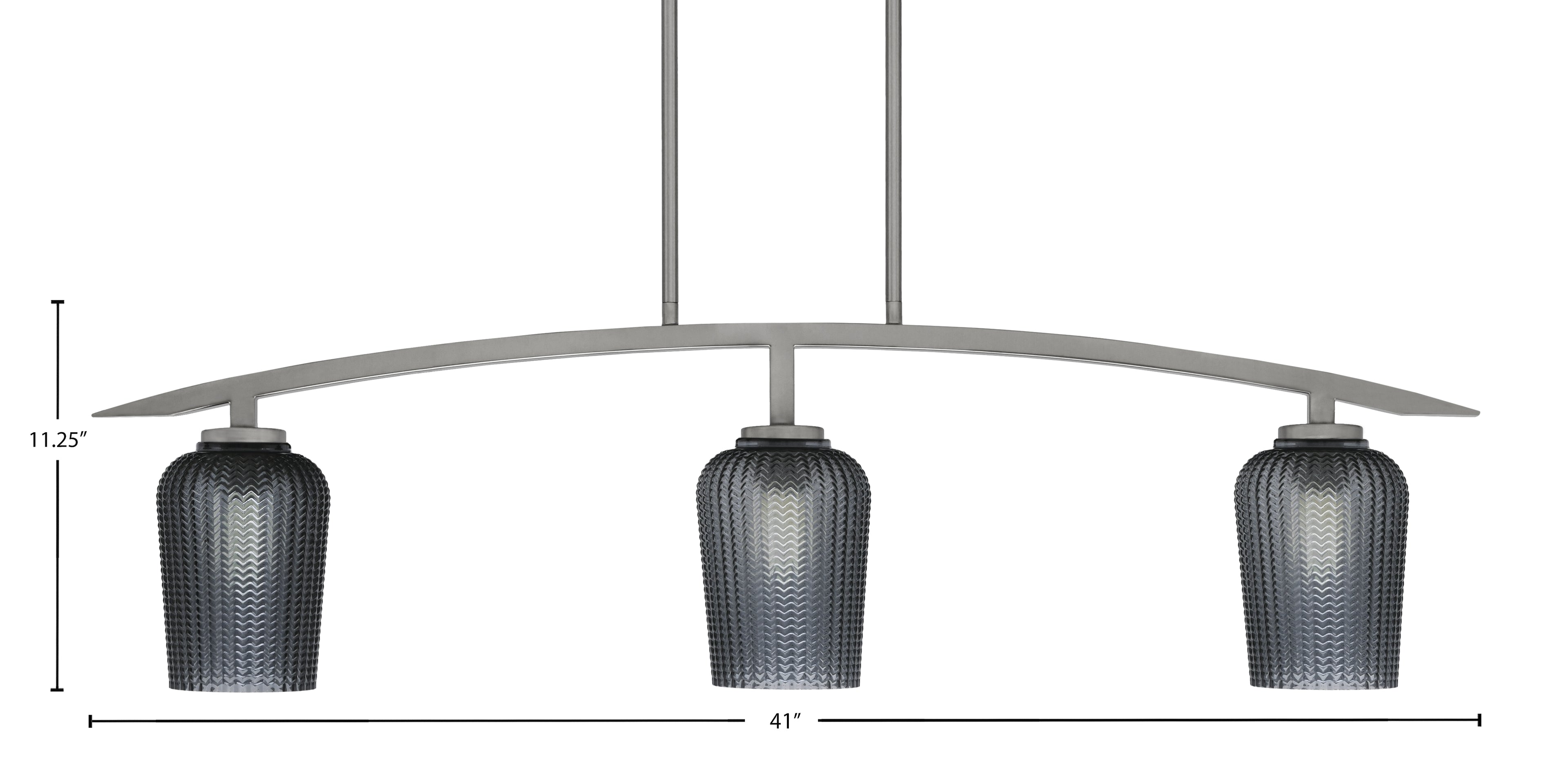 Kurve Three Light Island Pendant in Graphite with Smoke Textured Shade