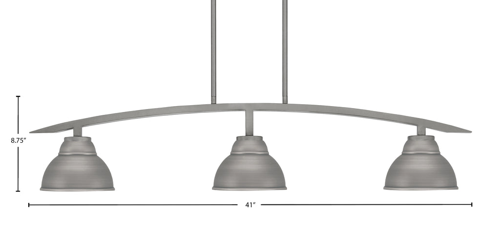 Kurve Three Light Island Pendant in Graphite with Graphite Double Bubble Metal Shade