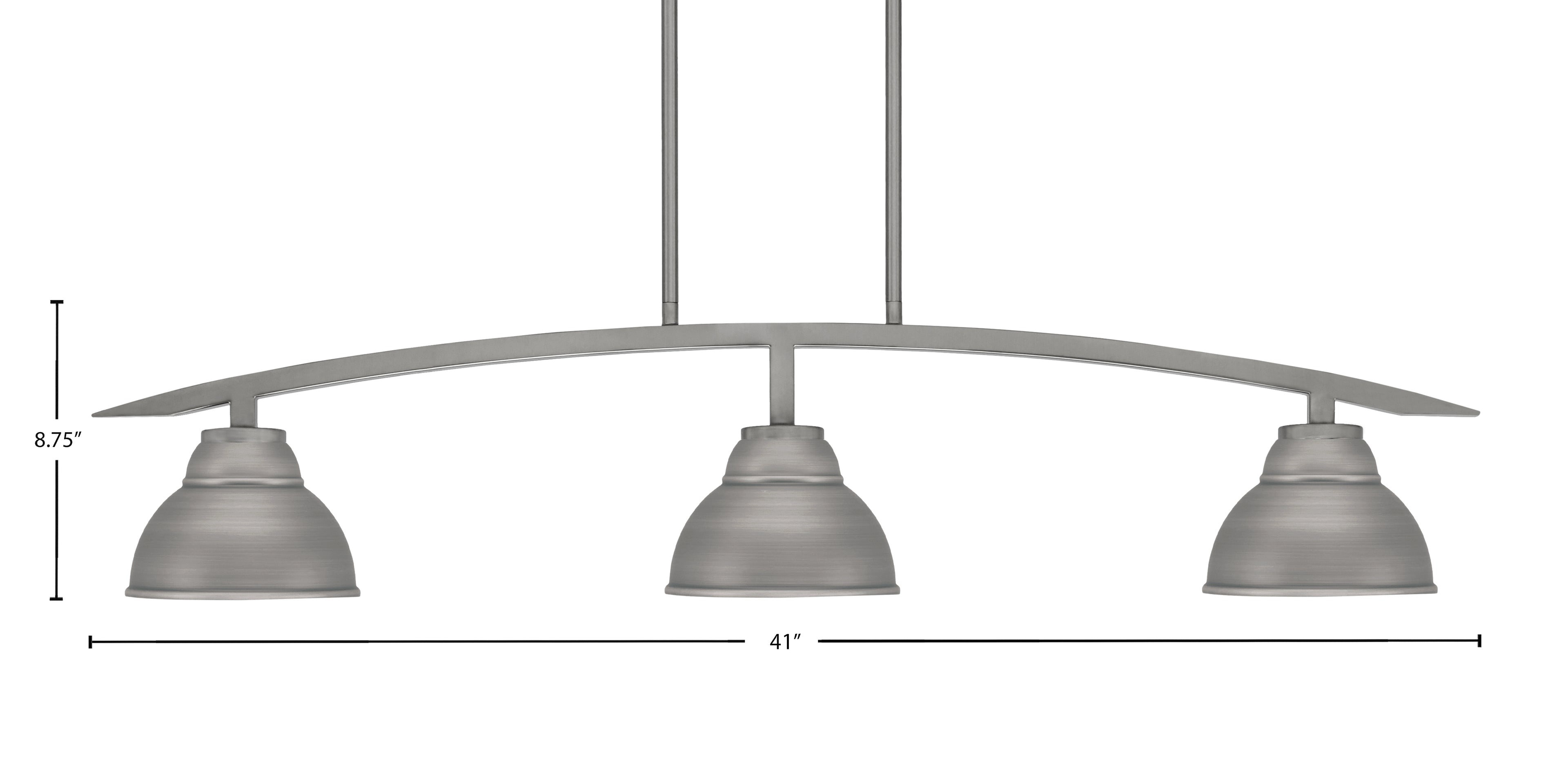 Kurve Three Light Island Pendant in Graphite with Graphite Double Bubble Metal Shade