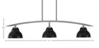 Kurve Three Light Island Pendant in Graphite with Matte Black Double Bubble Metal Shade