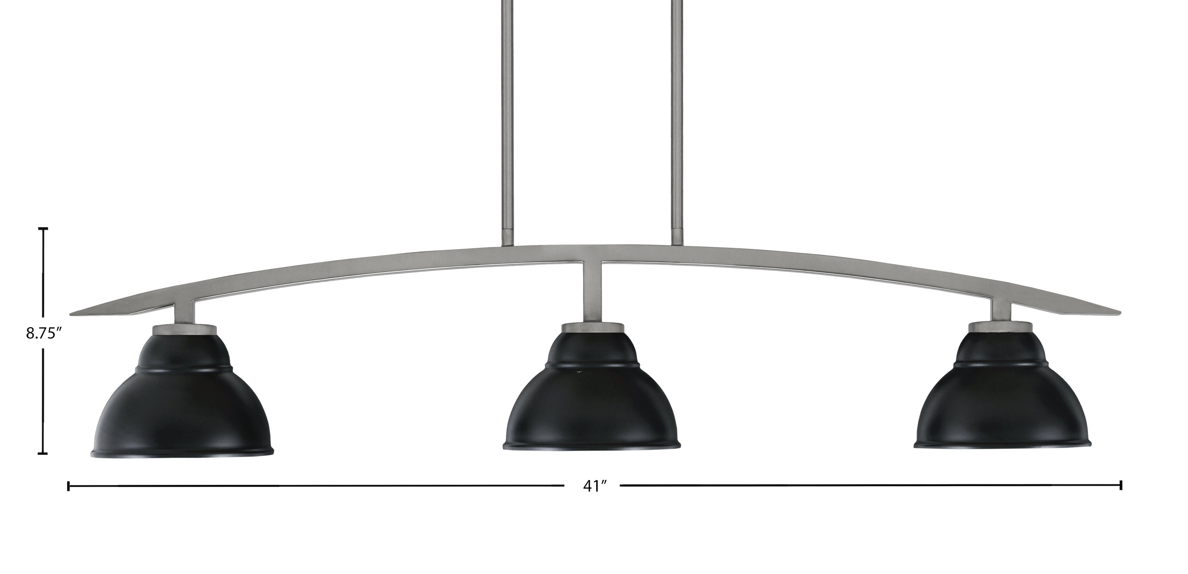 Kurve Three Light Island Pendant in Graphite with Matte Black Double Bubble Metal Shade