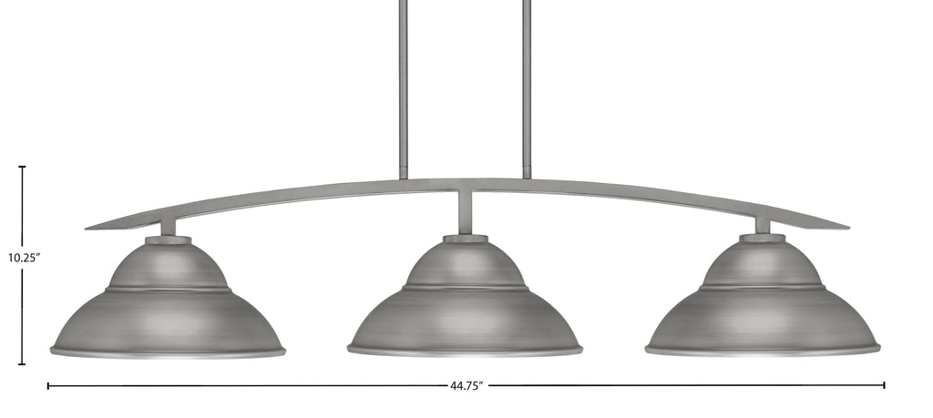 Kurve Three Light Island Pendant in Graphite with Graphite Double Bubble Metal Shade