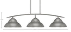Kurve Three Light Island Pendant in Graphite with Graphite Double Bubble Metal Shade