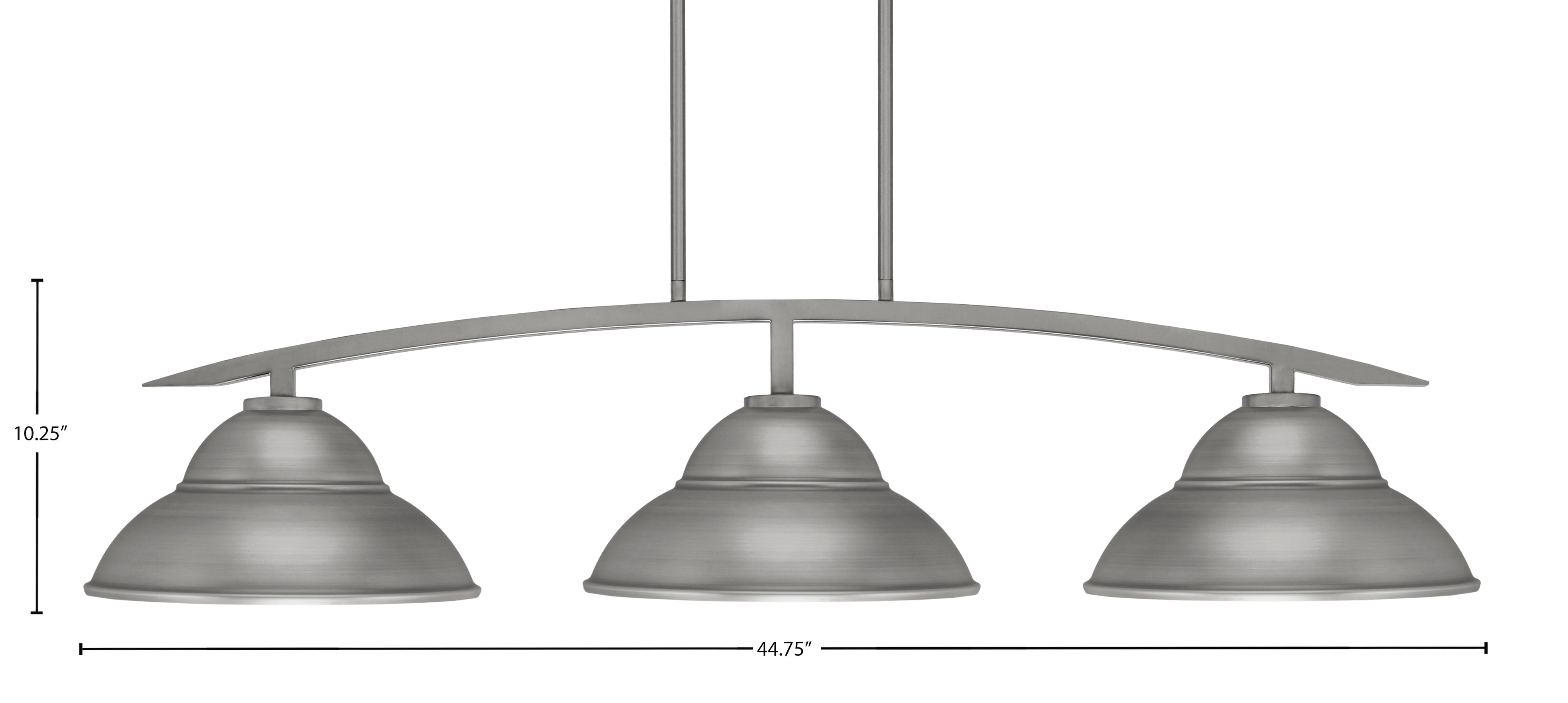 Kurve Three Light Island Pendant in Graphite with Graphite Double Bubble Metal Shade