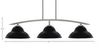 Kurve Three Light Island Pendant in Graphite with Matte Black Double Bubble Metal Shade