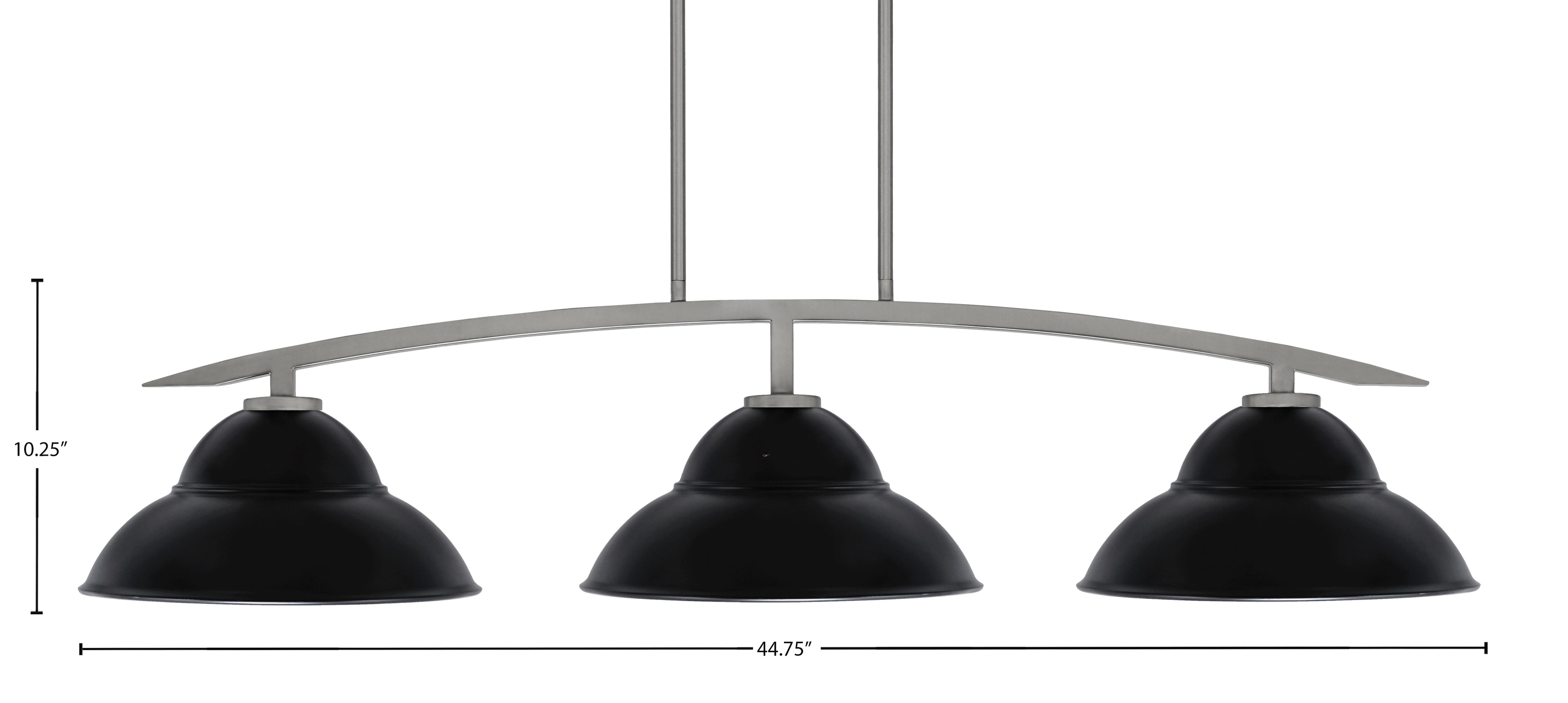 Kurve Three Light Island Pendant in Graphite with Matte Black Double Bubble Metal Shade
