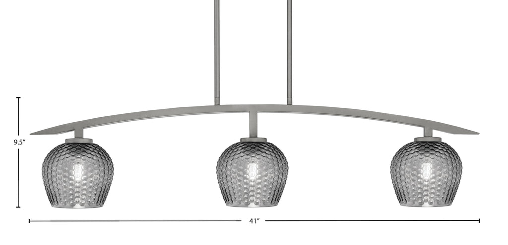 Kurve Three Light Island Pendant in Graphite with Smoke Textured Shade