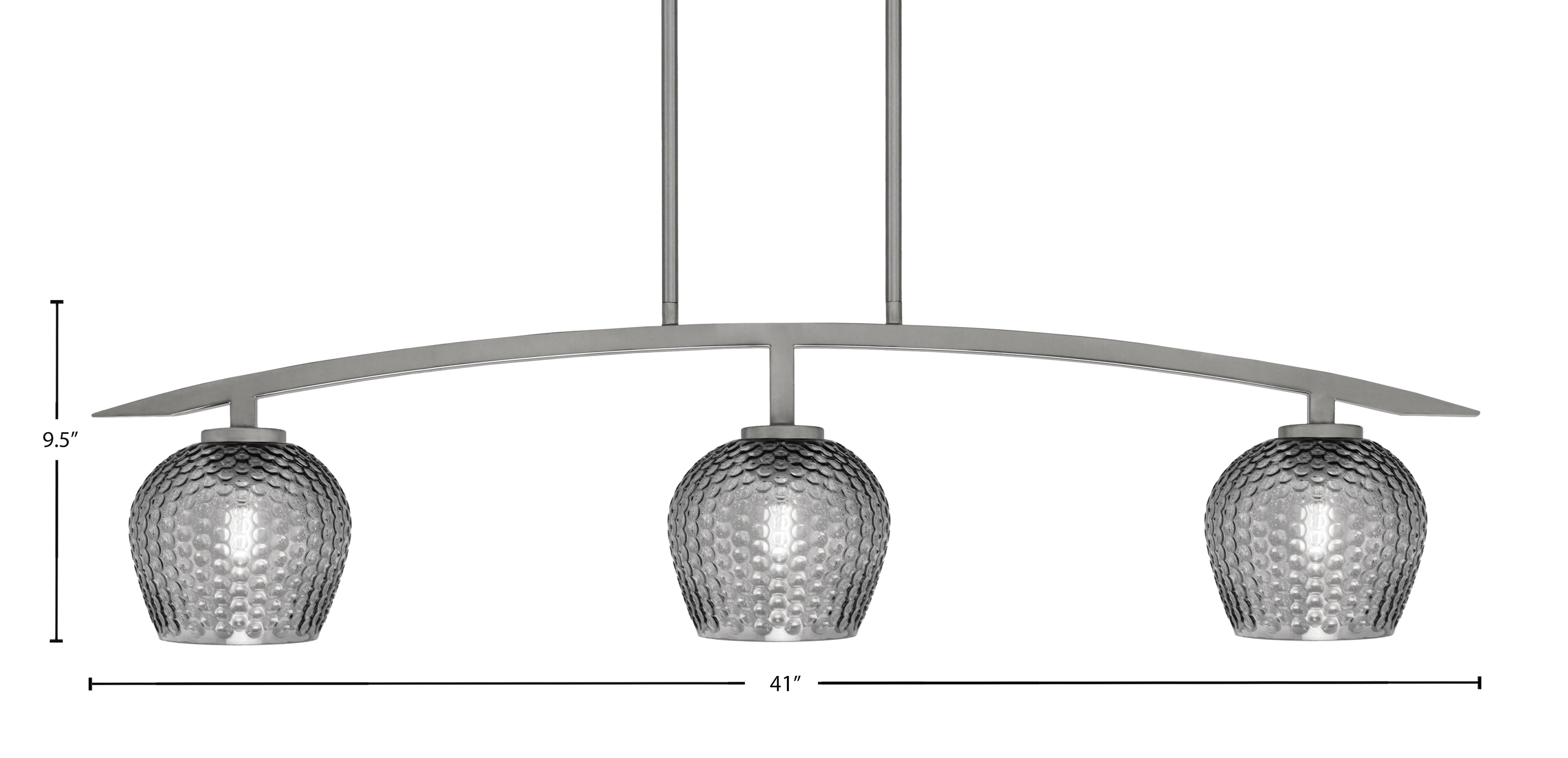 Kurve Three Light Island Pendant in Graphite with Smoke Textured Shade