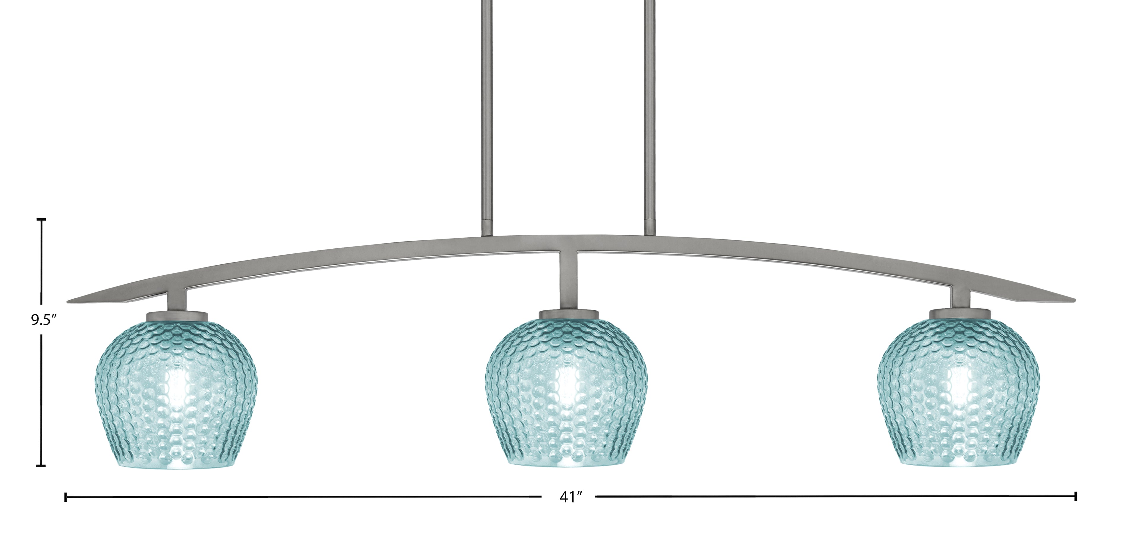 Kurve Three Light Island Pendant in Graphite with Turquoise Textured Shade