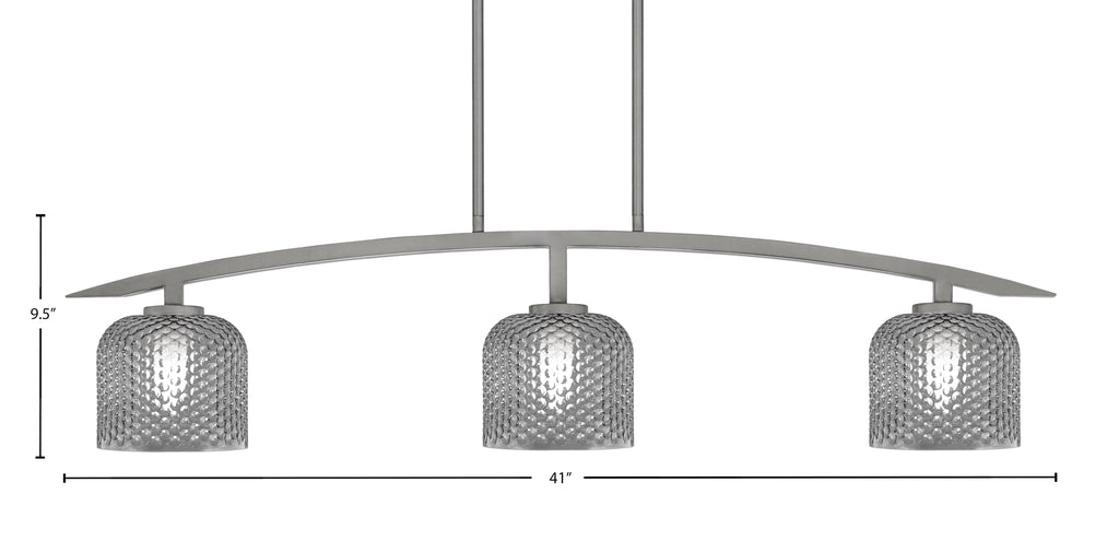 Kurve Three Light Island Pendant in Graphite with Smoke Textured Shade