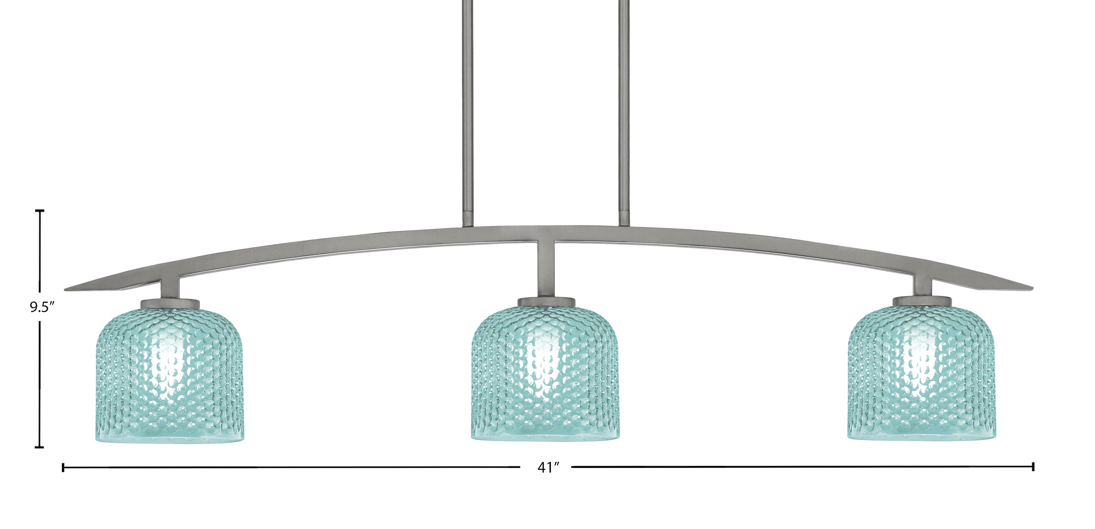 Kurve Three Light Island Pendant in Graphite with Turquoise Textured Shade