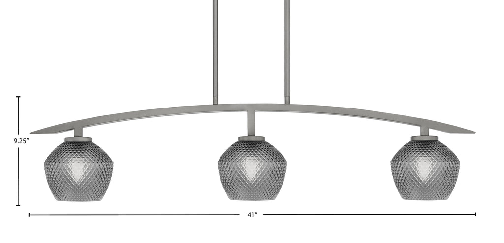 Kurve Three Light Island Pendant in Graphite with Smoke Textured Shade