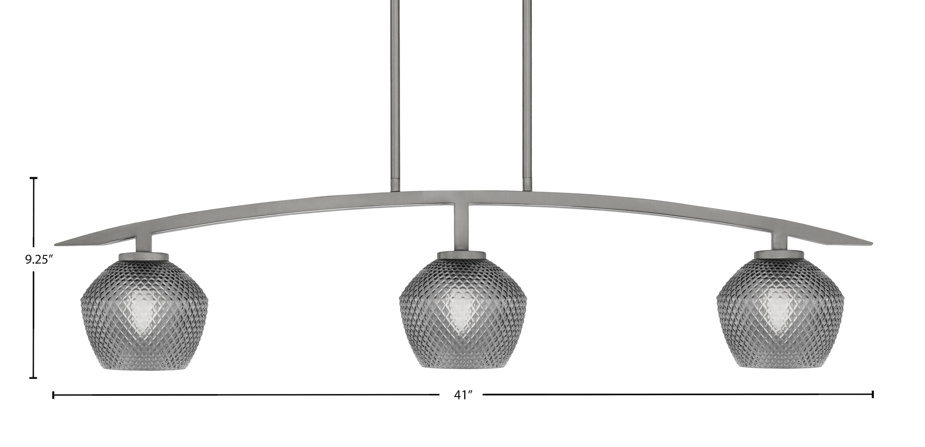 Kurve Three Light Island Pendant in Graphite with Smoke Textured Shade