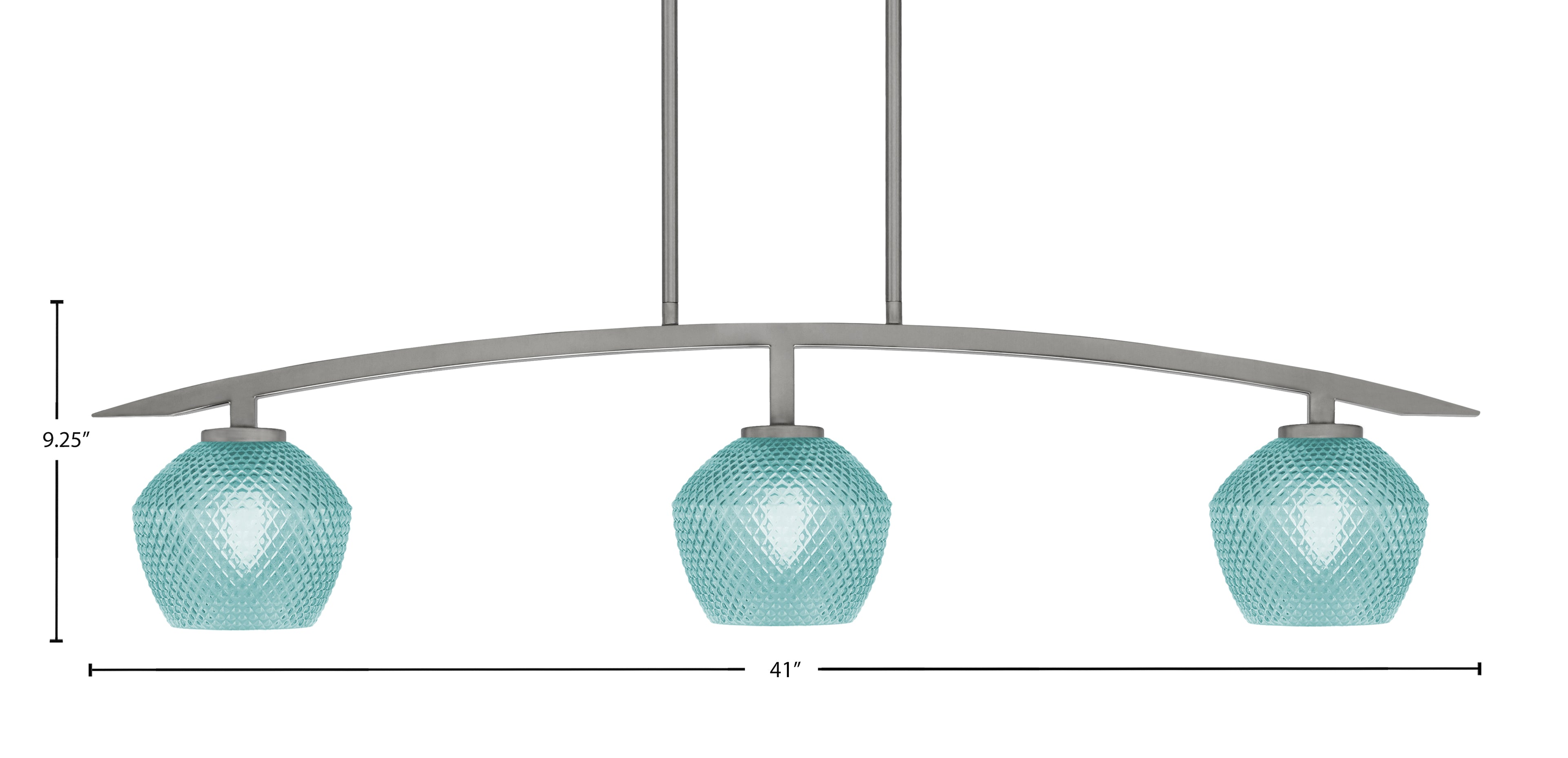 Kurve Three Light Island Pendant in Graphite with Turquoise Textured Shade