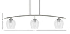 Kurve Three Light Island Pendant in Graphite with Clear Bubble Shade